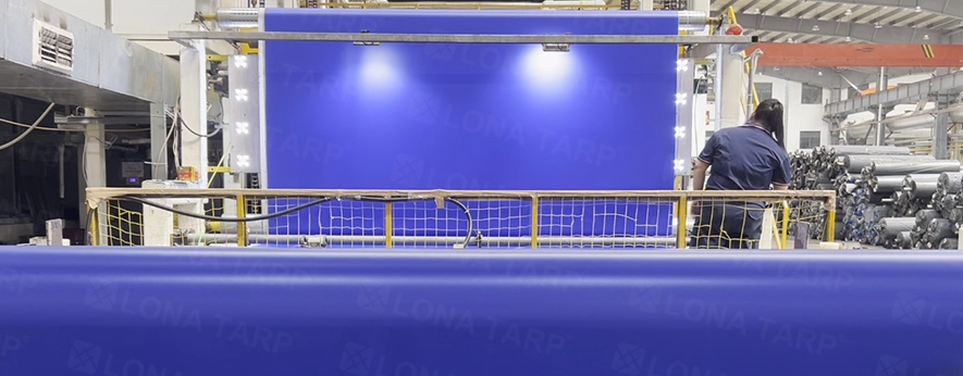 Blue PVC tarpaulin