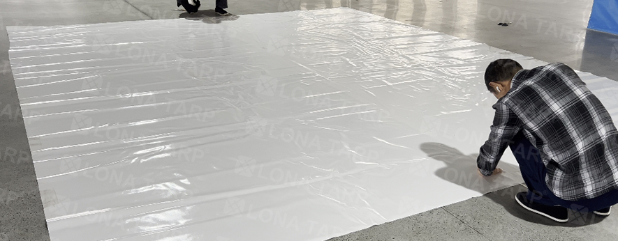 White heavy-duty PVC tarpaulin