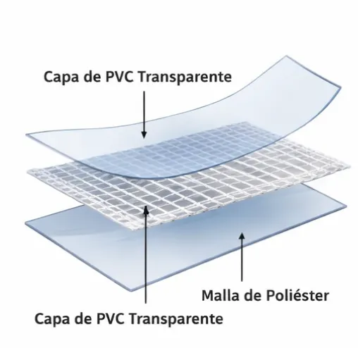 lona transparente reforzada con malla